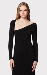 RUCHED JERSEY ASYMMETRIC GOWN