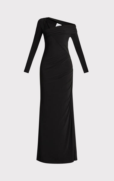 RUCHED JERSEY ASYMMETRIC GOWN
