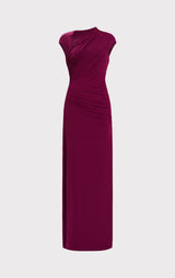 RUCHED MATTE JERSEY DRAPED GOWN