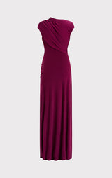 RUCHED MATTE JERSEY DRAPED GOWN