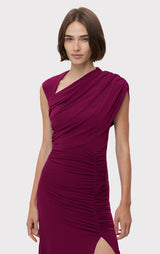 RUCHED MATTE JERSEY DRAPED GOWN