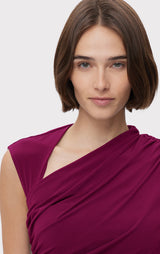 RUCHED MATTE JERSEY DRAPED GOWN