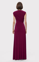 RUCHED MATTE JERSEY DRAPED GOWN