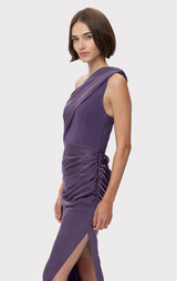 RUCHED WOVEN COMBO GOWN