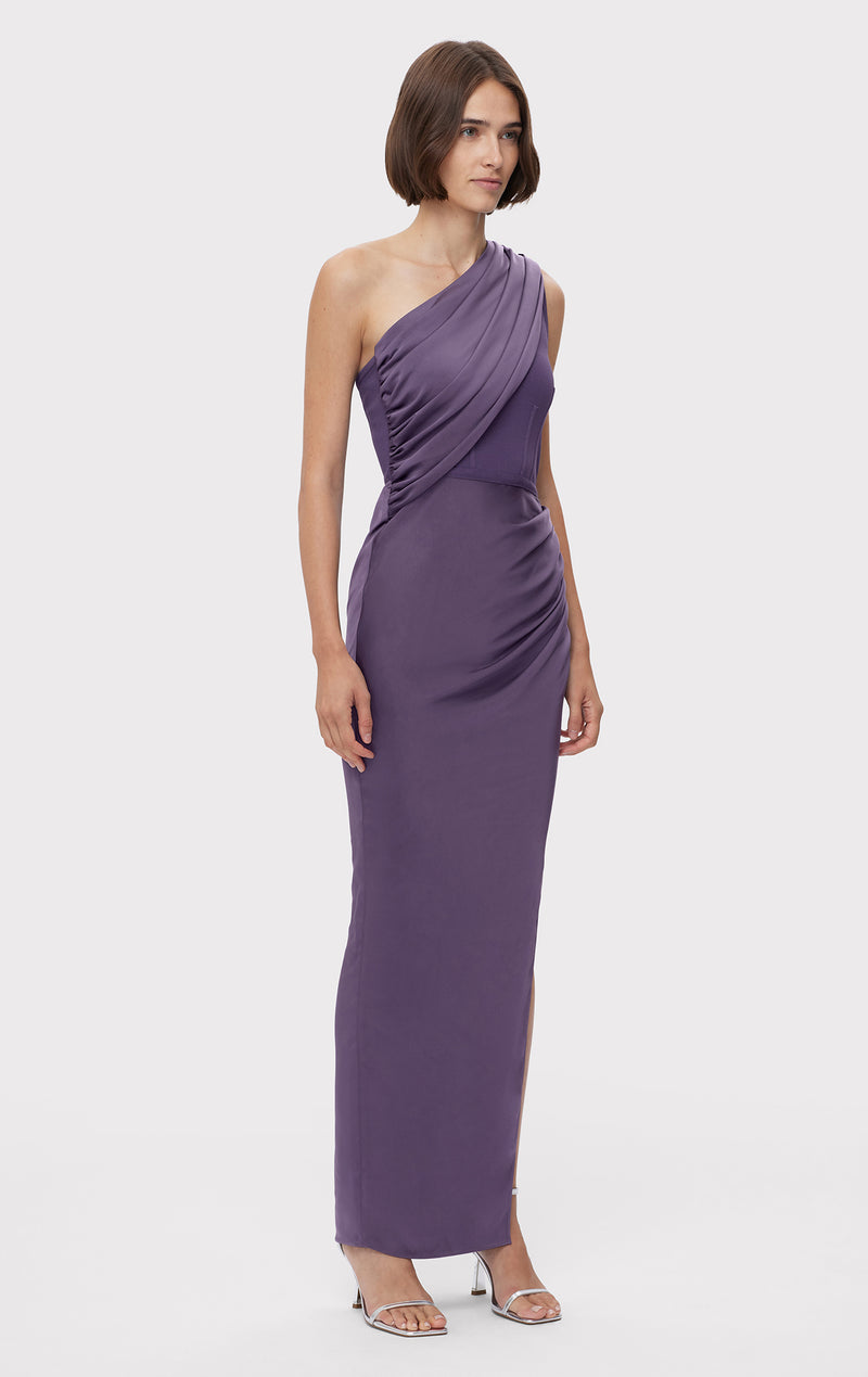RUCHED WOVEN COMBO GOWN