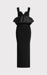 RUCHED NYLON PEPLUM GOWN