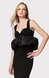 RUCHED NYLON PEPLUM GOWN