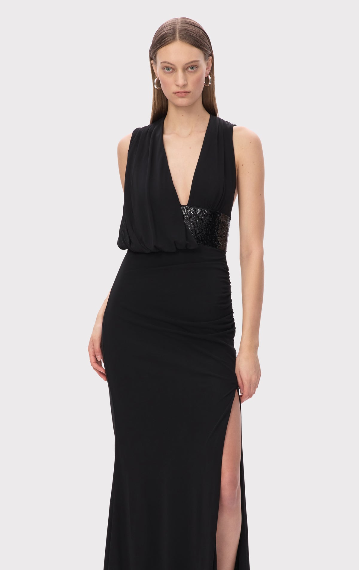 herve leger black sequin dress THE LUCILLE GOWN HERV LGER