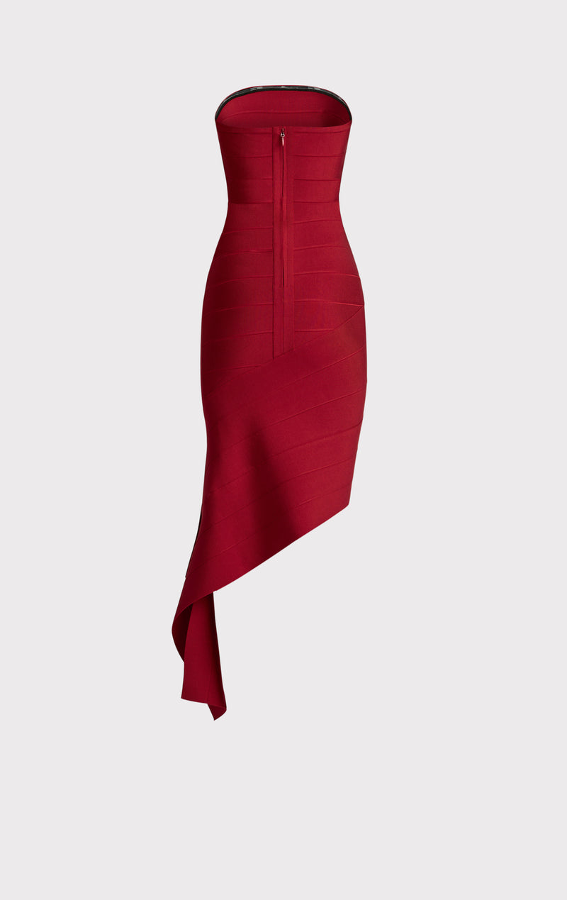 SLASHED BANDAGE STRAPLESS MINI DRESS