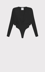 WRAP EFFECT L/S SATIN BODYSUIT