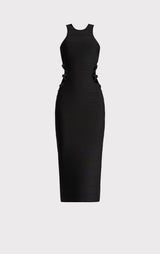 BANDAGE MIDI DRESS W/ STRAPPY HARDWARE