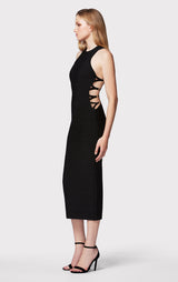 BANDAGE MIDI DRESS W/ STRAPPY HARDWARE