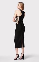 BANDAGE MIDI DRESS W/ STRAPPY HARDWARE