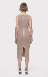 TEXTURE LUREX SQUARE NECK MIDI DRESS