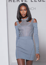 HERVÉ LÉGER X LAW ROACH LAYERED SHEER INTARSIA MINI DRESS