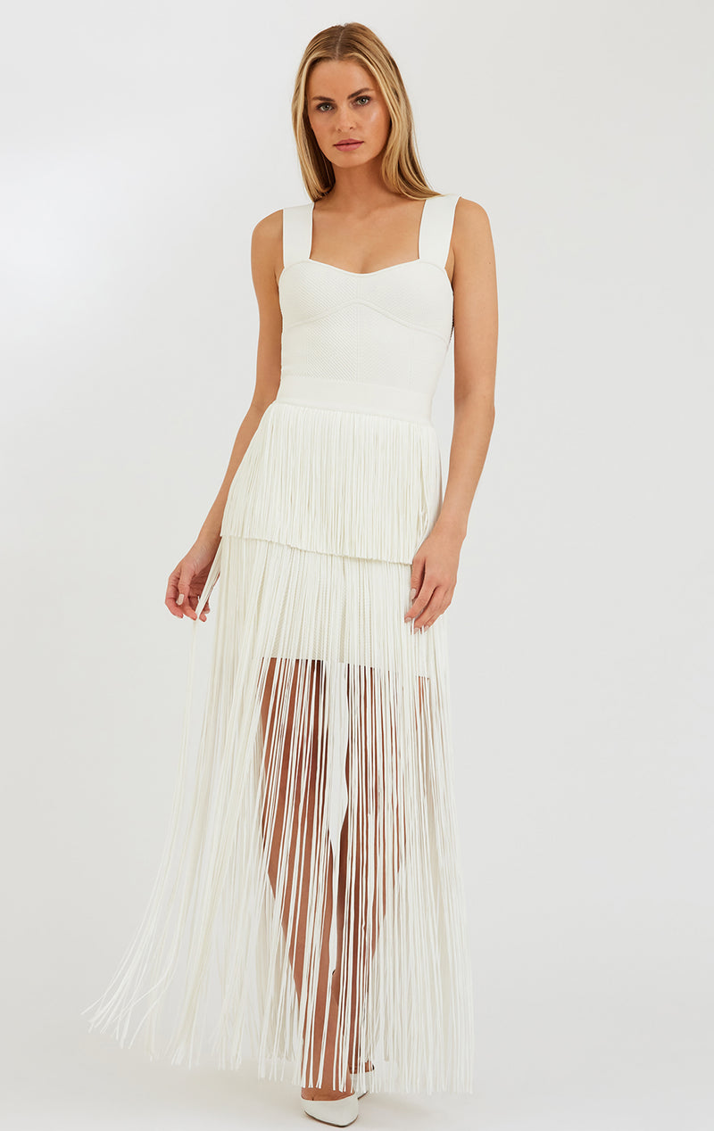 FRINGE OTTOMAN SWEETHEART GOWN