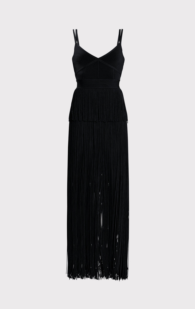 STRAPPY OTTOMAN FRINGE GOWN STRAPPY OTTOMAN FRINGE GOWN