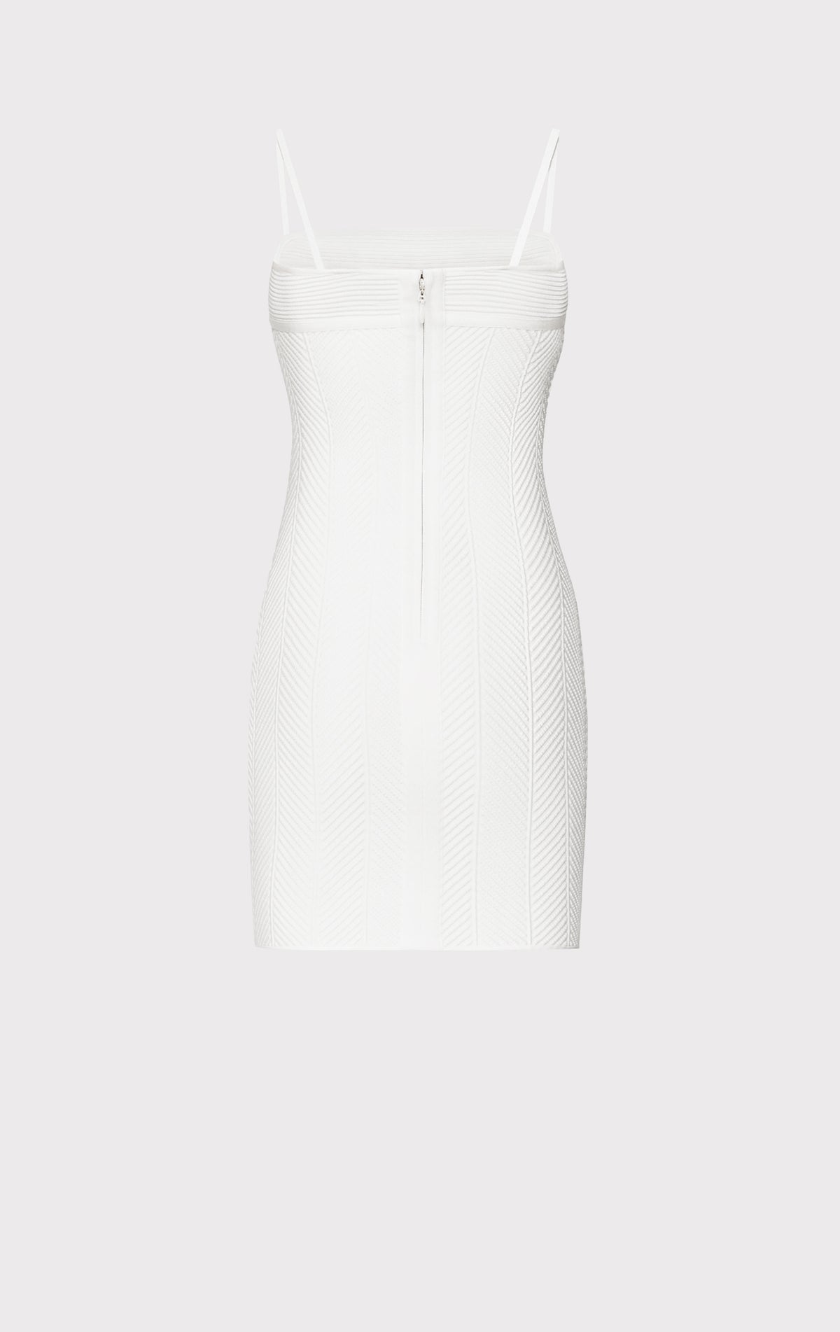 Herve Leger Paris Dress Womens Small White 2024 Ribbed Square Neckline Mini Stretch