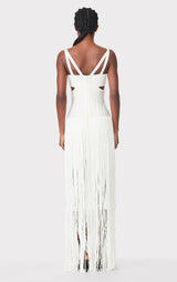 STRAPPY FRINGE GOWN WITH CUT OUT