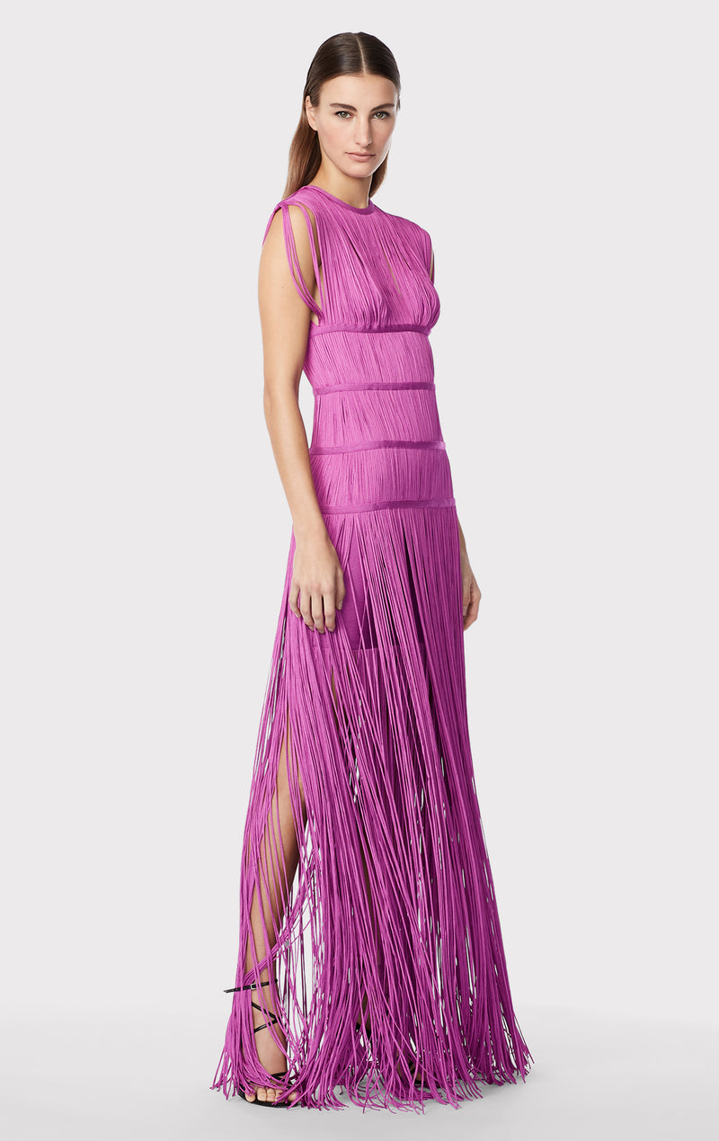 BANDED FRINGE GOWN