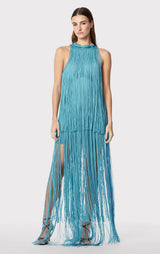 RACER SHEER FRINGE GOWN