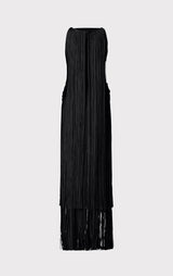 DRAPED FRINGE PLUNGING GOWN