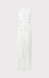 DRAPED FRINGE PLUNGING GOWN