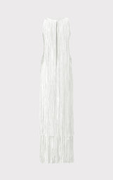 DRAPED FRINGE PLUNGING GOWN