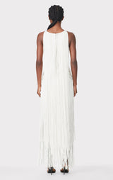 DRAPED FRINGE PLUNGING GOWN