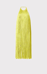 FRINGED HALTER MIDI DRESS