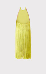 FRINGED HALTER MIDI DRESS