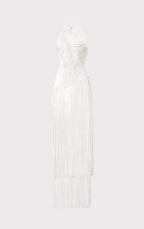 Draped Fringe Asymmetrical Gown