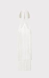 Draped Fringe Asymmetrical Gown