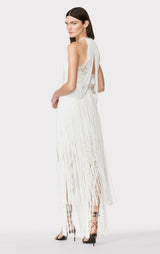 Draped Fringe Asymmetrical Gown