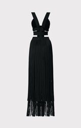 LOW WAIST BANDED FRINGE GOWN