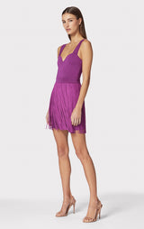 FRINGE OTTOMAN SWEETHEART MINI DRESS