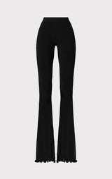 RIBBED PANTS W/ RUFFLED HEM