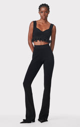 RIBBED PANTS W/ RUFFLED HEM