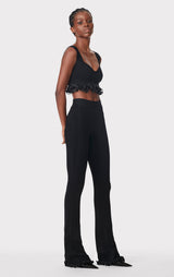 RIBBED PANTS W/ RUFFLED HEM