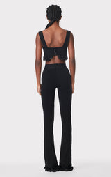RIBBED PANTS W/ RUFFLED HEM