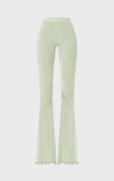 RIBBED PANTS WITH RUFFLED HEM