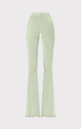 RIBBED PANTS WITH RUFFLED HEM