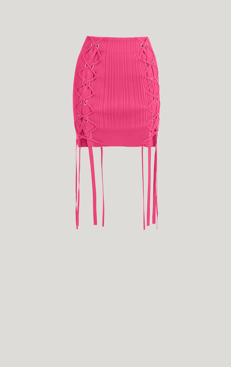 Variegated Rib Lace Mini Skirt