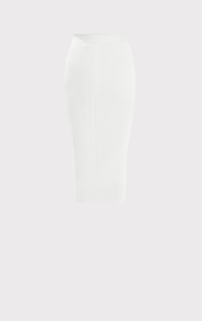 VARIEGATED RIB PLAITED PENCIL SKIRT