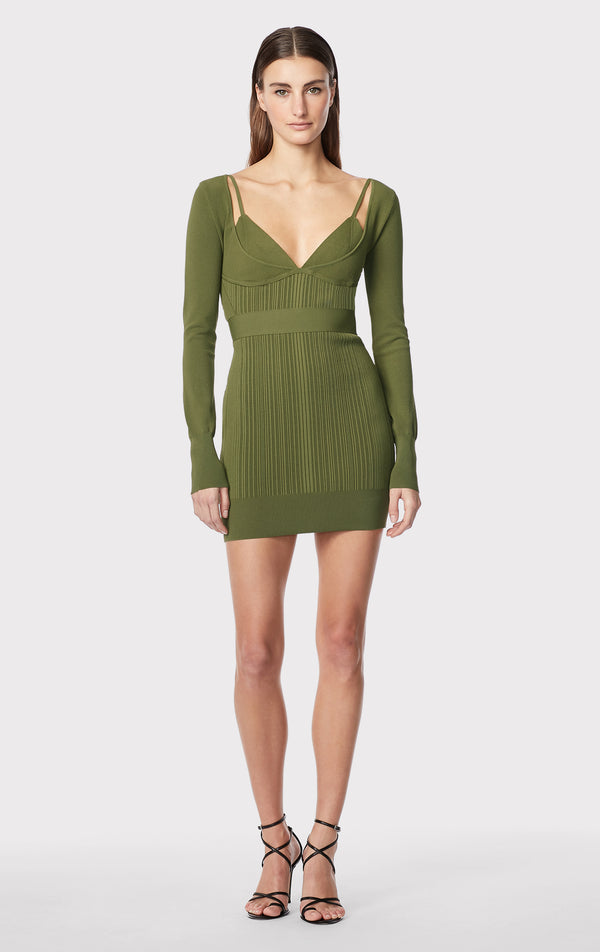 VARIEGATED RIB STRAPPY MINI DRESS