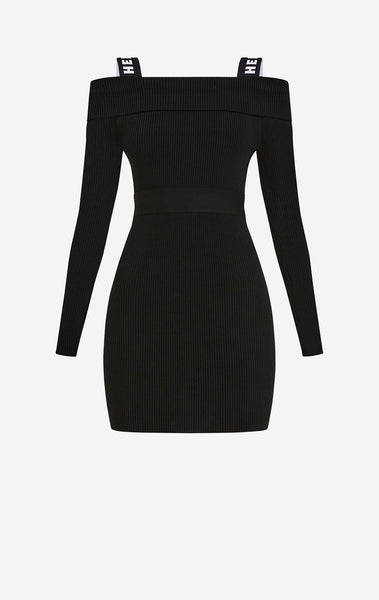 OFF THE SHOULDER DRESS WITH HERVE STRAPS