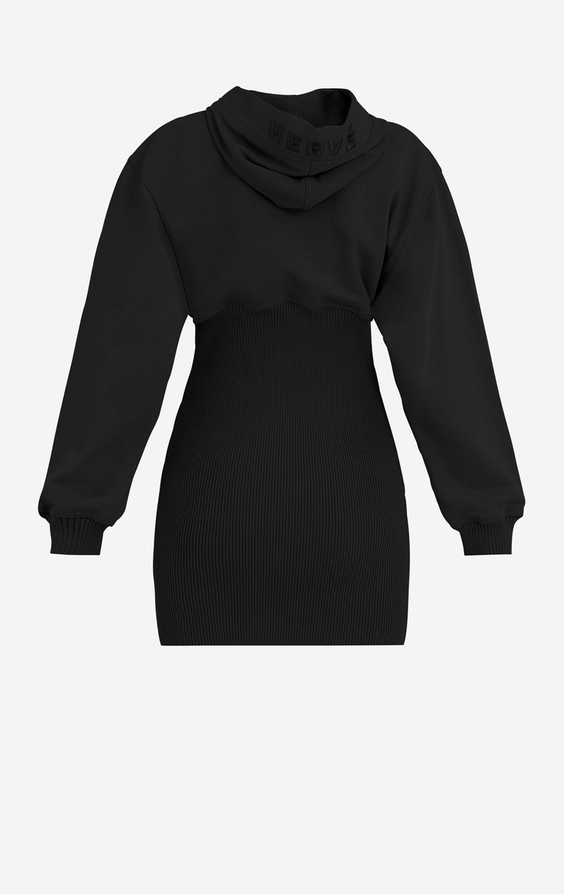 ribbed hoodie sweatshirt mini dress