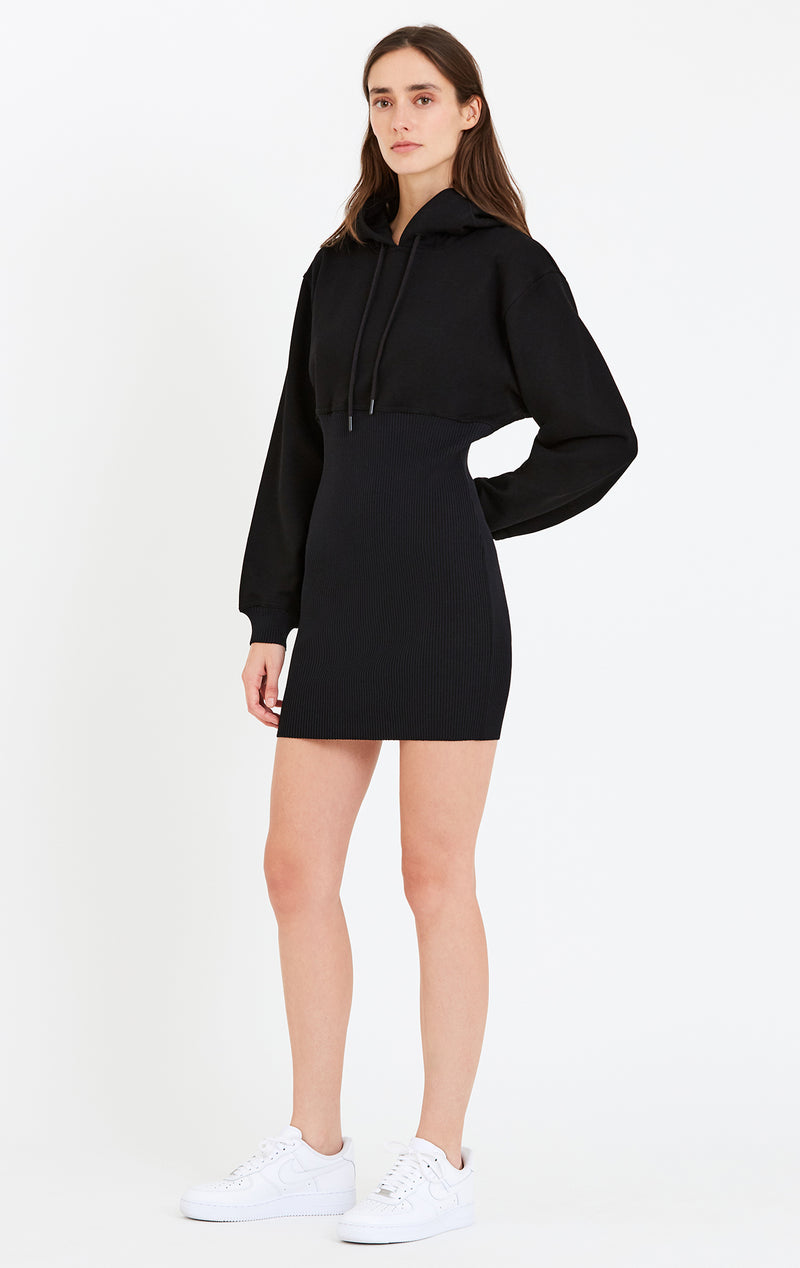 ribbed hoodie sweatshirt mini dress