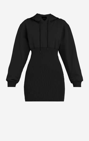 ribbed hoodie sweatshirt mini dress
