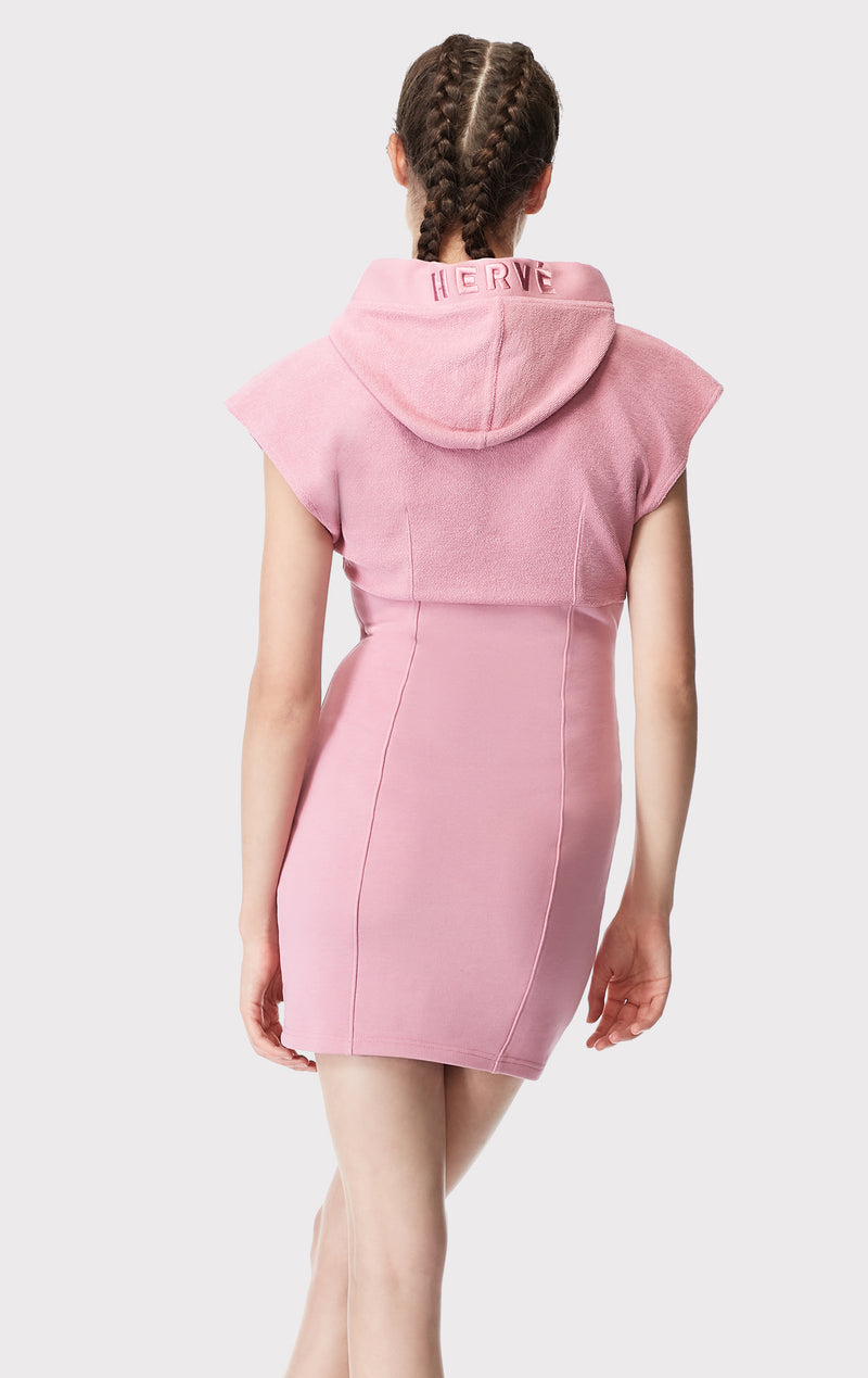 paneled hooded mini dress HERV L GER